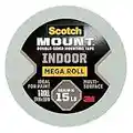 Scotch Double Sided Tape, Indoor Mounting Tape Mega Roll, 3/4 in x 350 in, 1 Roll Adhesive Tape, White​