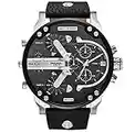 Diesel Orologio Mr. Daddy 2.0 da uomo, movimento multifunzione, cassa in acciaio 57 mm con cinturino in pelle, DZ7313