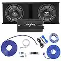 Skar Audio Dual 12" Complete 2,400 Watt SDR Series Subwoofer Bass Package - Includes Loaded Enclosure with Amplifier