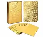 EAY Deck of Cards, Gold Deck of Cards, Gold Playing Cards, Gold Waterproof Playing Cards, Waterproof Playing Cards, Poker Cards, Deck of Waterproof Cards, Washable Flexible, Use for Party and Game