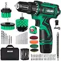 Cordless Drill Driver Kit,67Pcs 12V Drill Set Lithium-Ion Battery,Magnetic Wristband Brushes Tape Measure,Max Drill 280 In-lb Torque,3/8'' Keyless Chuck,25+1 Metal Clutch and Built-in LED