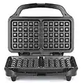 Salter EK2249 Waffle Maker – Deep Fill Wall Iron Machine with XL Non-Stick Cooking Plates, Belgian & American Waffles, Square Homemade Breakfast/Dessert, Cool Touch Handle, Auto Temp Control, 900W