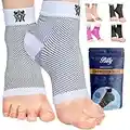 Bitly - Calzini per fascite plantare (1 paio), supporto per caviglia, unisex, a compressione, colore: bianco, sollievo rapido da gonfiore e dolore al piede, favoriscono la circolazione sanguigna e il recupero rapido (X-Large)