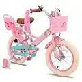 JOYSTAR Little Daisy 12 Inch Kids Bike for 2 3 4 Years Girls Toddler with Training Wheels Princess Bicycle Basket Streamers Cycle Bikes Pink