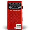 72 Hours Crusader Mini NOAA/AM/FM Emergency Weather Radio, Powered by 2AA Battery(Not Included), Premium Designer Radio with Finest Tuning Knob and Speaker (Red)