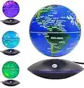 Globo Flotante de levitación magnética Mapa Mundial rotativo - Globo antigravedad para Regalo Educativo - Oficina en casa Decoración de Escritorio de Clase – (Azul EUR Enchufe)