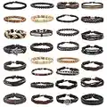 FUNRUN JEWELRY 30Pcs Braided Leather Bracelets Set for Men Women Woven Cuff Wrap Bracelet Ethnic Tribal Wooden Beads Bracelets Adjustable