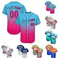 Custom Baseball Jersey Men Button Down Personalized Tee Shirt Sports Fans Print Name Numbers for Women/Kids Large