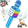 SaponinTree Microfono Inalámbrico Karaoke, Micrófono Karaoke Bluetooth Portátil con Altavoz con Luces de Baile LED para Niños Canta Partido Musica Reproductor