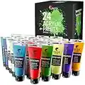 Zenacolor Peinture Acrylique 120ml, Kit de 24 Tubes Couleurs, Grand Format, Peinture pour Bois, Toiles - Loisir Créatif Adulte