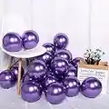 50pcs Purple Metallic Balloons 12 Inch Decoration, Purple Party Balloons Chrome Metallic Bright Color, for Birthday Wedding Party Halloween Christmas Baby Shower Graduation Anniversary Decorations