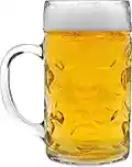 Rink Drink 1.3L (2 Pints) German Beer Stein Mug - Large Dimpled Oktoberfest Glass Tankard with Handle