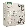 Rest LINE 100% Cotton Organic Mattress Protector Queen (60x80in), Organic Cotton Mattress Cover. 100% Waterproof Mattress Protector,Cooling Mattress Cover and Hypoallergenic. Non Zippered
