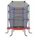 Ultrasport Trampolín interior para niños Jumper 140 cm, trampolín diversión y fitness para niños a partir 3 años, para como trampolín interior, asegurado con red y cubierta de borde, Rojo/Azul