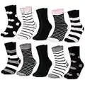 Occulto CHAUSSETTES pour FEMME (10 Paires, Modèle: Lotte) MULTICOLORES en COTON, CHAUSSETTES POUR FEMMES DOUCES avec RAYURES et MOTIFS, CHAUSSETTE FEMME FILLE COLORÉES 35-38 Rose