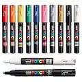 Posca PC-1M Paint Pen Art Marker Pen - Professional 12 Pen Set - Extra Black + White