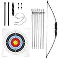 JAKUNA 45" Bow and Arrow Recurve Set for Youth Beginners Bow kit for Backyard Sport Archery Set with 7 Arrows 10 Target Face 18Lb for Teens and Junior Gift Outdoor Sports (Black)