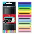 Faber-Castell 116410 - Buntstifte Black Edition, Neon + Pastell Farben, 12er Etui