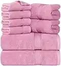 Utopia Towels 8-Piece Premium Towel Set, 2 Bath Towels, 2 Hand Towels, and 4 Wash Cloths, 600 GSM 100% Ring Spun Cotton Highly Absorbent Towels for Bathroom, Gym, Hotel, and Spa (Pink)