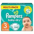 Pampers Windeln Größe 3 (6-10kg) Baby-Dry, Midi, MONATSBOX, bis zu 12 Stunden Rundum-Auslaufschutz, 198 Stück