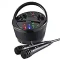 Groov-e Portable Party Karaoke Boombox Machine with CD Player, Bluetooth Wireless Playback, Party Effect Lighting, Mic & Voice Control - 2 Microphones included - Black