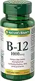 Nature's Bounty Vitamin B12 1000mcg 100 Tablets Helps the Body Metabolize Carbohydrates Fats and Proteins Helps in Normal Immune System Function and to Metabolize Energy, Multi-colored (Packaging May Vary)