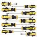 Amartisan 10-Piece Magnetic Screwdrivers Set, 5 Phillips and 5 Slotted Tips Professional Cushion Grip Screwdriver Set