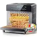 Involly 15L Air Fryer Oven, Countertop Convection Mini Oven, 18 in 1 Digital Table-top Air Fryers Toaster Oven, Compact Electric Pizza Oven, Roast, Bake, Grill and Dehydrate, Stainless Steel, 1600W