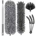 MagicQCraft Microfiber Feather Duster 5PCS,30 to 100" Extendable Long Handle Duster, Washable Dusters for Cleaning Ceiling Fan, High Ceiling, Blinds, Furniture & Cars