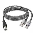 MOSWAG Cable de impresora 2 en 1 USB C a USB B 1,5 m con cable de impresora USB Cable de impresora USB A-Macho a B-Macho Compatible con impresoras MacBook Pro, HP, Canon, Brother, Samsung