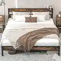 LIKIMIO California King Bed Frames, Easy Assembly, Noise-Free, No Box Spring Needed, Heavy Strong Metal Support Frames, Cal King/Vintage Brown