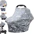 Breastfeeding Nursing Cover Carseat Canopy - Multi Use Infant Stroller Cover, Car Seat Covers for Babies, Nursing Scarf, Baby Shower Gifts for Boys and Girls (Grey Creativity)