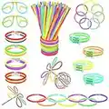 Vicloon Barras Luminosas, 100pcs Pulseras Luminosas con Variedad de Conectores, Kits para Crear Gafas, Pulseras triples, una Diadema, Bolas Luminosas, Mariposas, una Bola Luminosa Premium