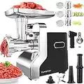 Tritacarne Elettrico,Tritacarne Multifunzione 5 IN 1, 2500W Max, Macchina per Salsicce, Grattugia, 3 Piastre per Macinare in Acciaio Inossidabile, Attacco per Cookies e Kubbe,Approvato ETL