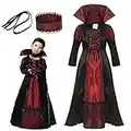 GEMVIE Disfraz de Vampiro para Niña ，Vestido y Accesorios para Niñas para Halloween Carnaval,Cosplay Twilight，Disfraz de Princesa Reina Vampiresa (4-6 años)