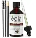 Ecla Castor Oil for Eyelashes and Eyebrows - 60mL 100% Pure Cold Pressed Castor Oil, Hair Oil - Eyelash Eyebrow, Pure Castor Oil for Hair Beard+ Eyeliner Brush, Spoolie