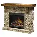 Dimplex Fieldstone Electric Fireplace with Mantel Surround Package | Pine with Natural Stone-look, Includes 26" Electric Fireplace - #GDS28L8-904ST