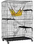 Cat Cage Cat Crate Cat Kennel 48 Inches Cat Playpen with Free Hammock 3 Cat Bed 2 Front Doors 2 Ramp Ladders Perching Shelves