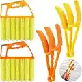 4 Pieces Window Venetian Blind Cleaner Tools Window Blind Duster Brush and 7 Finger Duster Brush for Window Air Conditioner Duster Dirt Housekeeping Cleaner (Yellow, Orange,)