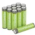 Amazon Basics 12-Pack Rechargeable AAA NiMh Performance Batteries, 800 mAh, Recharge up to 1000x Times, Pre-Charged