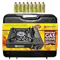 PORTABLE GAS COOKER STOVE + 8 BUTANE BOTTLES BURNER OUTDOOR GRILL CARAVAN FISHING CAMPING BBQ PARTY LIGHTWEIGHT CARRY CASE