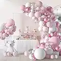 Luftballons Girlande Set, 127 Stück Rosa Balloon Garland Set Pink Weiß Roségold Metallic Latex Ballon mit Konfetti Ballon für Baby Dusche Geburtstag Party Hochzeit Valentinstag Dekorationen