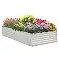 Raised Garden Bed 8x4x1.5ft Galvanized Raised Garden Beds Outdoor for Vegetables Gardening Flowers 18inch Tall Deep Root Raised Bed Planter Box - Metal Raised Garden Bed Kit with Gloves - Galvanized