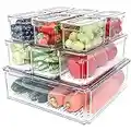 Pomeat 10 Pack Fridge Organizer, Stackable Refrigerator Organizer Bins with Lids, BPA-Free Produce Fruit Storage Containers for Fridge Organizers and Storage Clear for Food, Drinks, Vegetable Storage