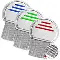 Lice Comb - (Pack of 3) Head Lice Treatment That's Individually Package to Prevent Contamination Professional Stainless Steel Louse and Nit Combs Removes Eggs with Rounded Tips for Comfort