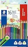 STAEDTLER Buntstifte Noris Colour, erhöhte Bruchfestigkeit, Dreikantform, attraktives Design,ergonomische Soft-Oberfläche,WOPEX Material, brillanten Stiften im Kartonetui .187 C12P1,1er Pack(16 Stück)