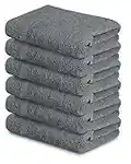 AR LINENS 100% Cotton Bath Towel Set Pack of 6|Soft Bath Towel|Highly Absorbent|Ideal for Pool Home Gym Spa Hotel|Lightweight Bath Towel|Luxurious Hotel Quality|Small Bath Towels|22x44 in|Gray