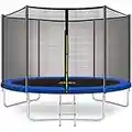 YAKEY Trampoline 10FT 12FT 14FT 15FT Recreational Trampolines with Safety Enclosure Net, ASTM Approved Combo Bounce Outdoor Waterproof Trampoline with Ladder for Kids Family Happy Time