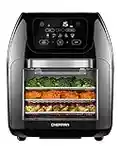 CHEFMAN Multifunctional Digital Air Fryer+ Rotisserie, Dehydrator, Convection Oven, 17 Touch Screen Presets Fry, Roast, Dehydrate, Bake, XL 10L Family Size, Auto Shutoff, Large Easy-View Window, Black