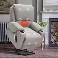 LOUVIXA Recliners Lift Chairs for Elderly, Lazy Boy Recliner Chair with Massager and Heat, Electric Power Lift Chair, USB Port, 2 Side Pockets